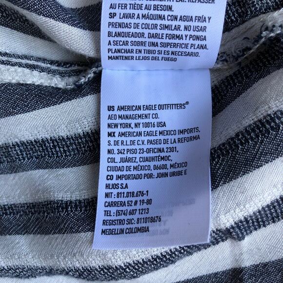 American Eagle Outfitters Tie Front Stripe Crop Top Women's Large - Picture 13 of 14